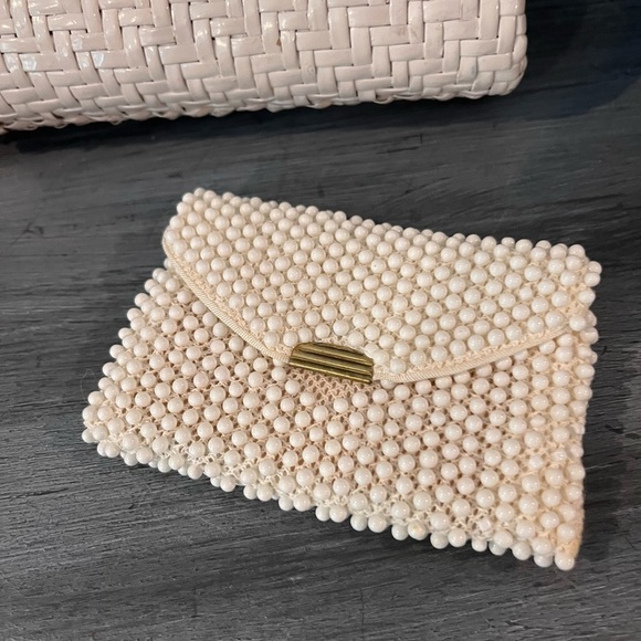 Vintage 1950s Rodo Italy Wicker Straw Woven Clutch Bag White - Picture 8 of 11